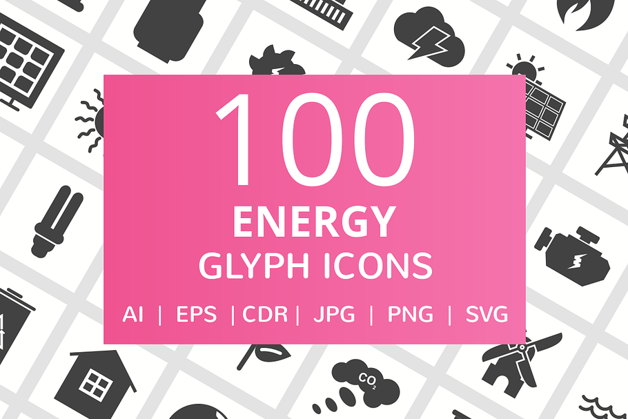 100 Energy Glyph Icons