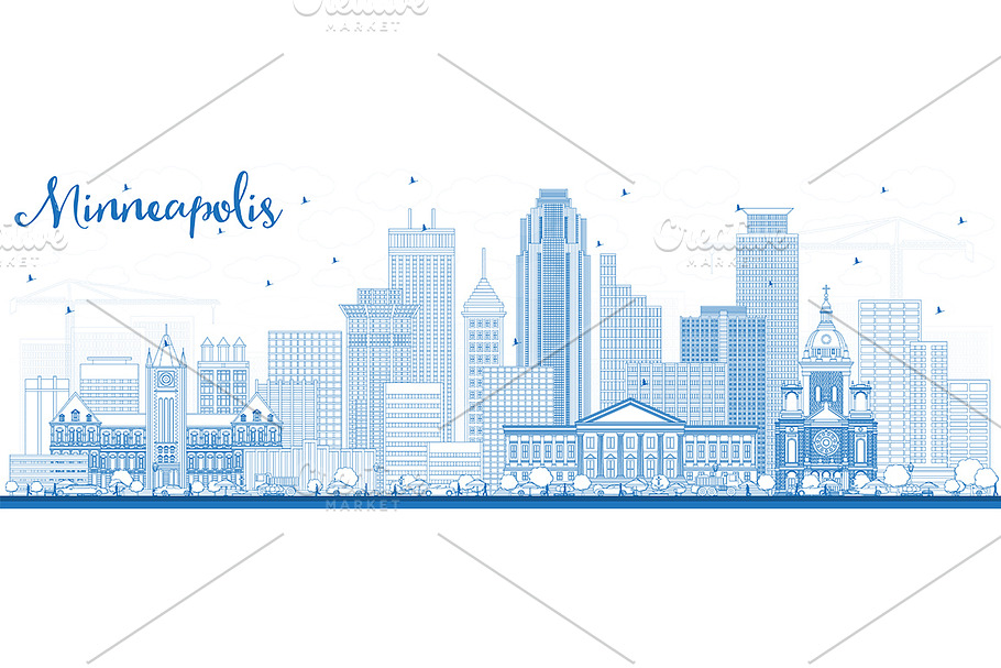 Outline Minneapolis Minnesota USA  in Illustrations - product preview 8
