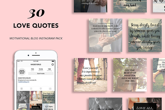 30 Love Quote Instagram Pack in Instagram Templates - product preview 5