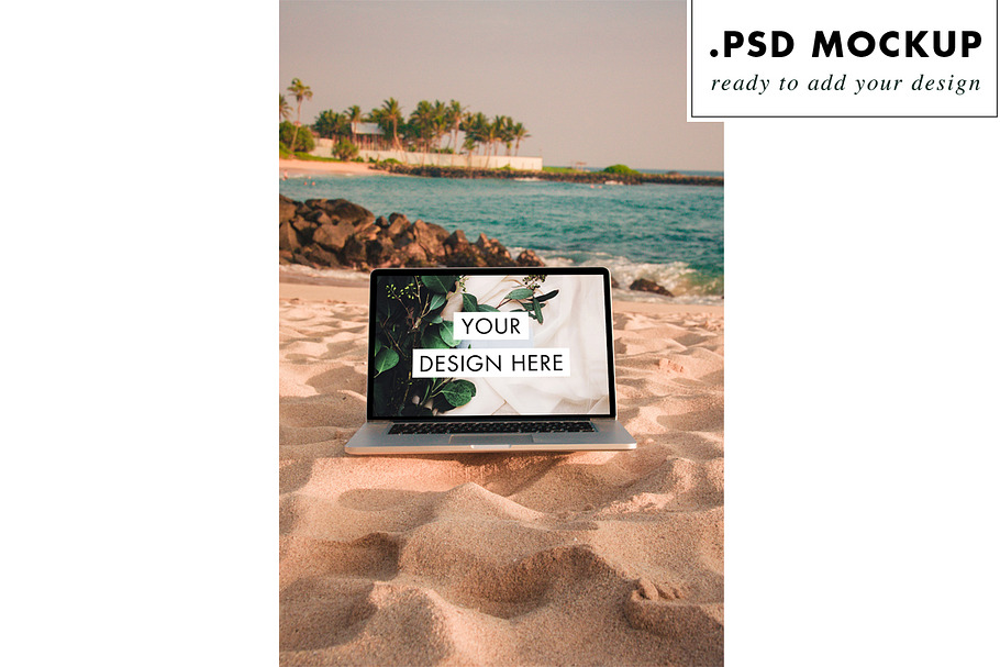 Digital nomad sunset beach mockup in Mobile & Web Mockups - product preview 8