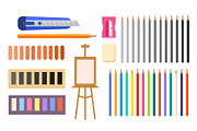 Collection of Art Supplies Icons Illustration