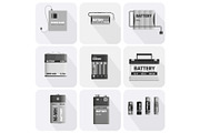 Black and White Charging Devices Illustrations Set