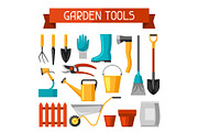 Seamless pattern with garden tools and icons. All for gardening business illustration