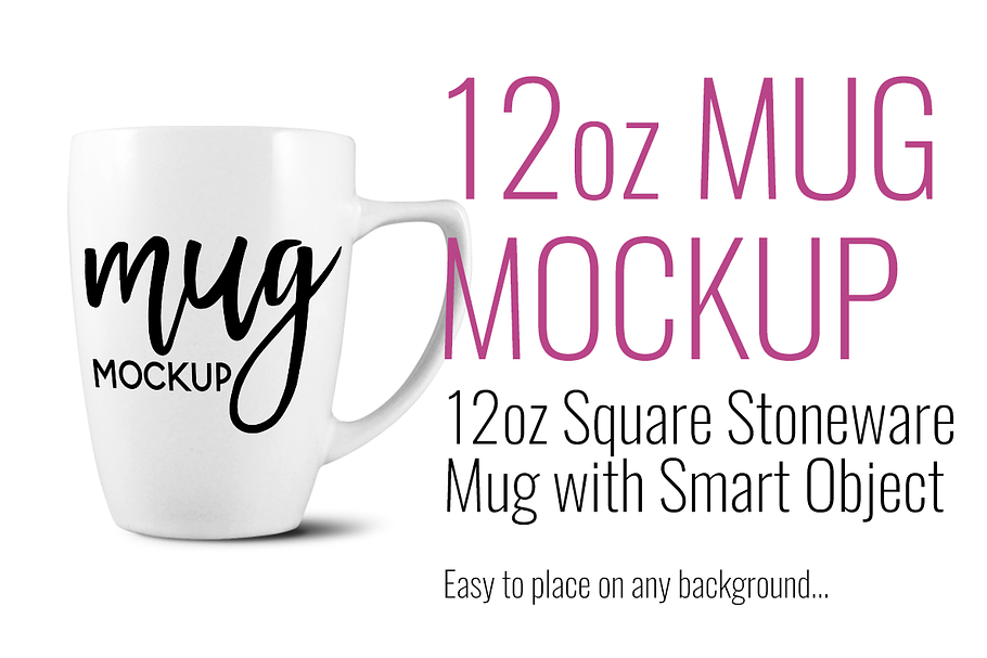 12oz White Square Stoneware Mug DT in Product Mockups - product preview 8
