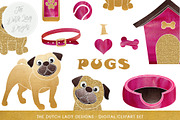 Pug & Dog Accessories Clipart Set