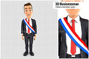3D Businessman French Mayoral Sash
