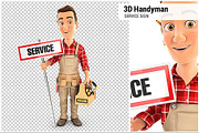 3D Handyman with Service Sign