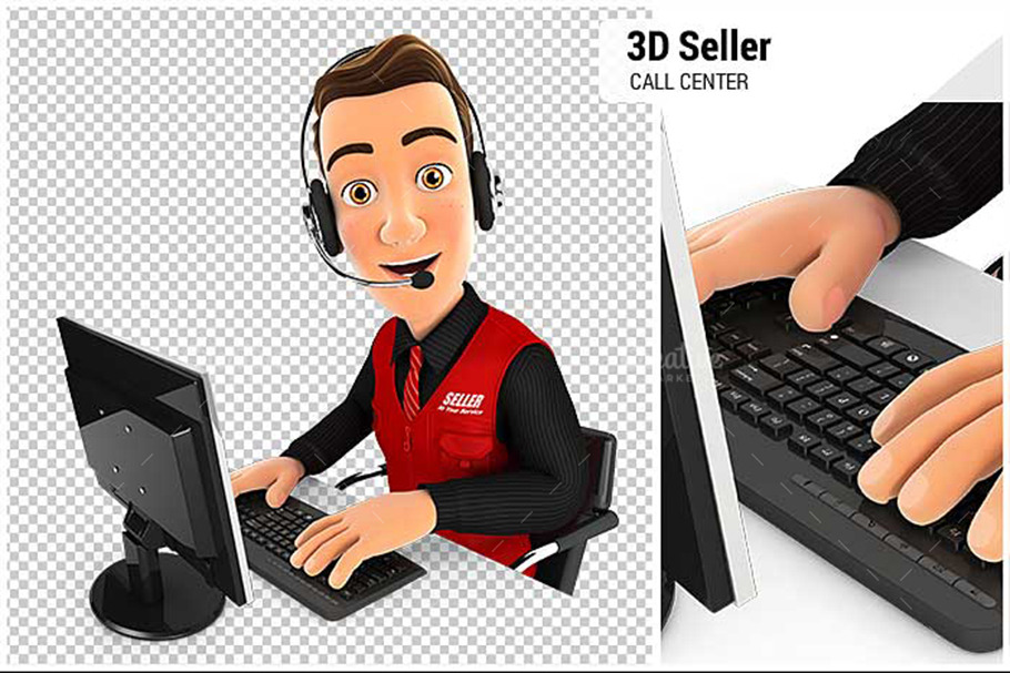 3D Seller Call Center in Illustrations - product preview 8