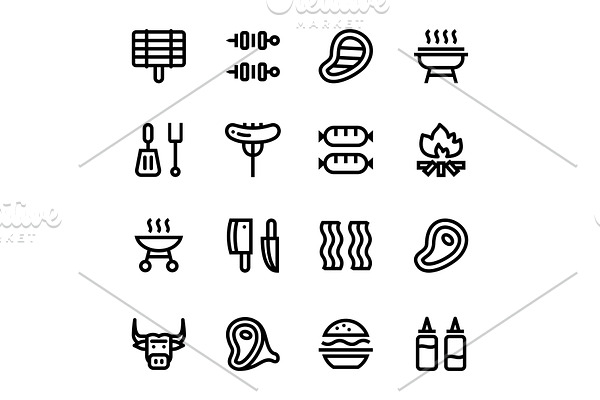 Barbecue, Grill, Meat Icons Pack 1
