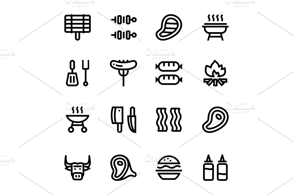 Barbecue, Grill, Meat Icons Pack 1 in Graphics - product preview 8