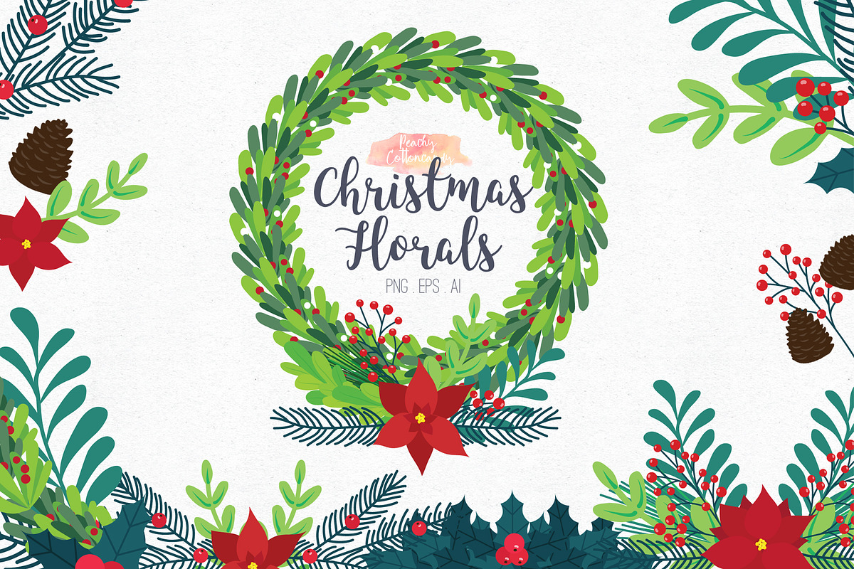Christmas Floral Clipart in Illustrations - product preview 8