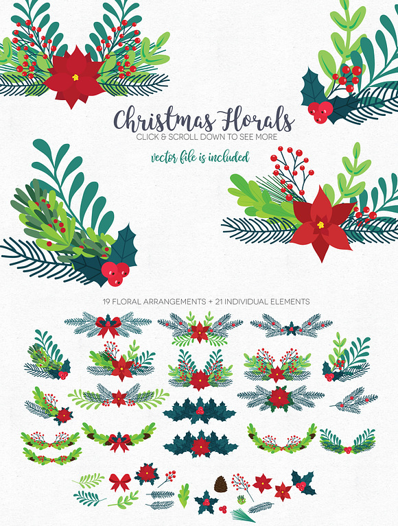 Christmas Floral Clipart in Illustrations - product preview 1