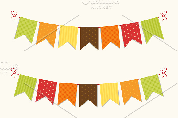 Cute set of retro bunting flags in Illustrations - product preview 4