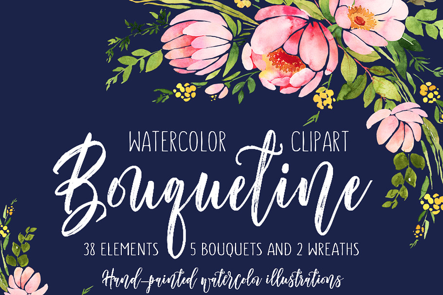 Bouquetine floral clipart in Illustrations - product preview 8