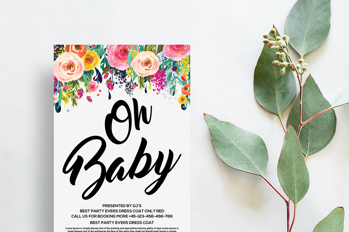 Oh Baby Shower invites in Card Templates - product preview 8