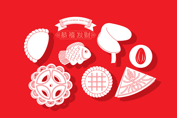 chinese new year cookies vector