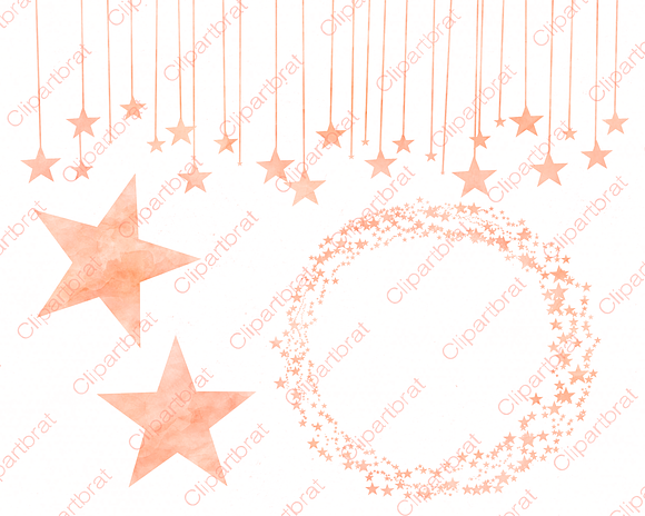 Peach Watercolor Star Clipart in Illustrations - product preview 2