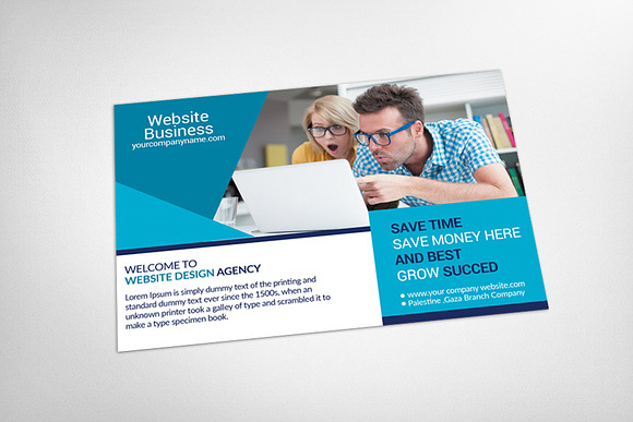 Website Design Business Postcard Psd in Postcard Templates - product preview 2