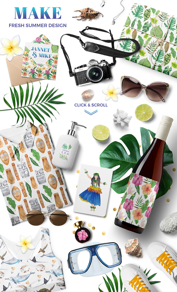 Hawaii - watercolor design bundle in Illustrations - product preview 7