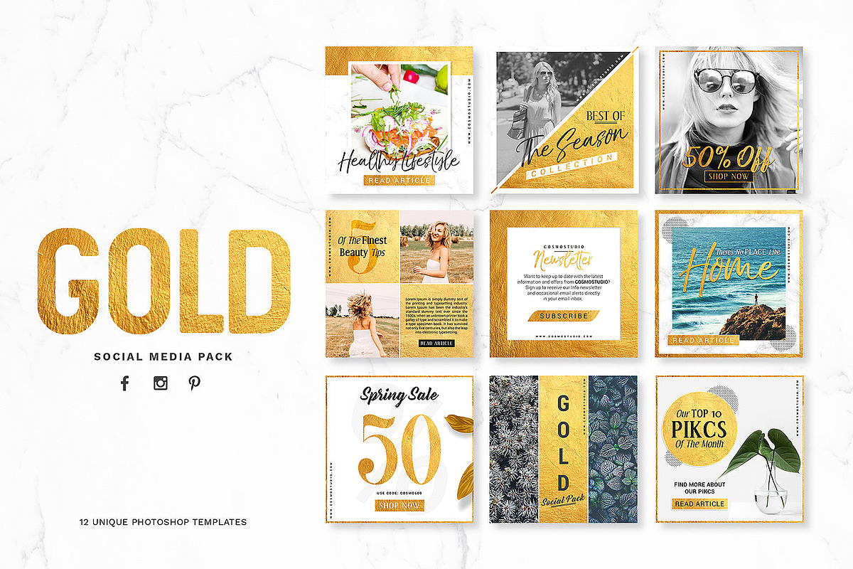 GOLD Social Media Pack in Social Media Templates - product preview 8