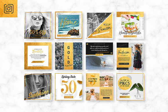 GOLD Social Media Pack in Social Media Templates - product preview 1