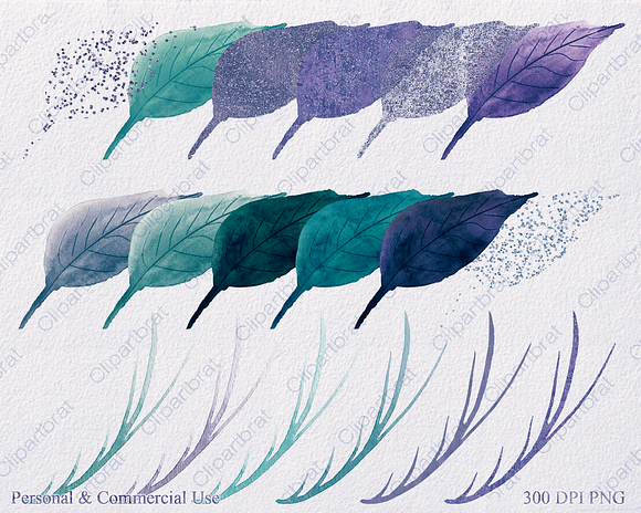 Watercolor Peony Flowers Teal Purple in Illustrations - product preview 1