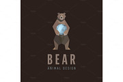 Polygon bear ball hands animal design in the style of low poly, high-quality illustrations