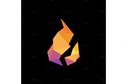Low poly fire flame colored polygons style illustration of a modern design