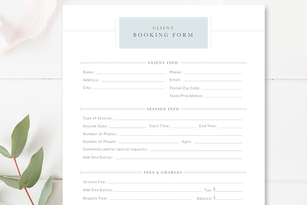 Client Booking Form for Photographer