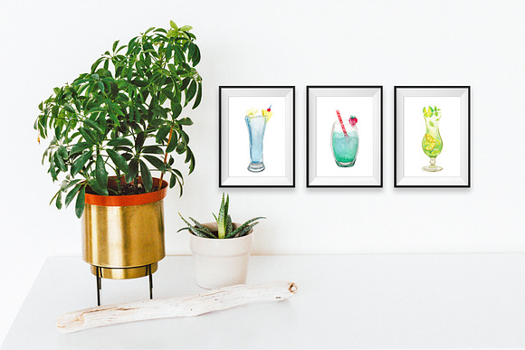 Island Cocktails Watercolor Clip Art in Illustrations - product preview 2