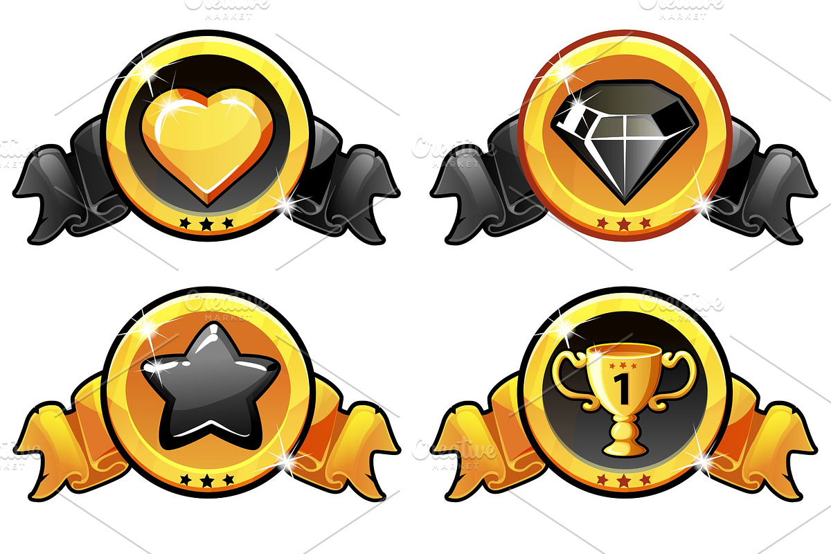 Gold and black icon design for game, UI Vector banner in Objects - product preview 8