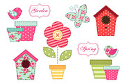 Cute spring patch elements