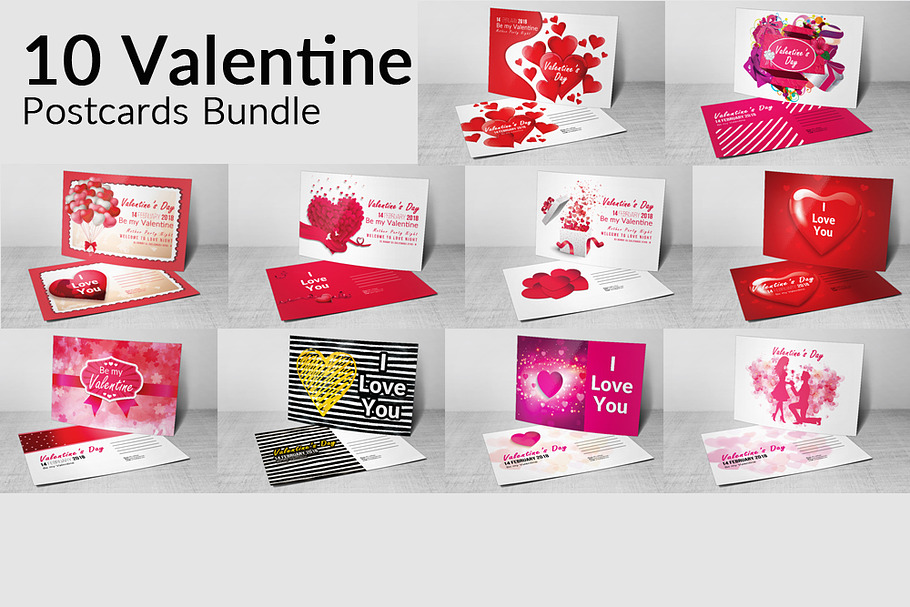 10 Valentines Day Postcard Bundle in Postcard Templates - product preview 8