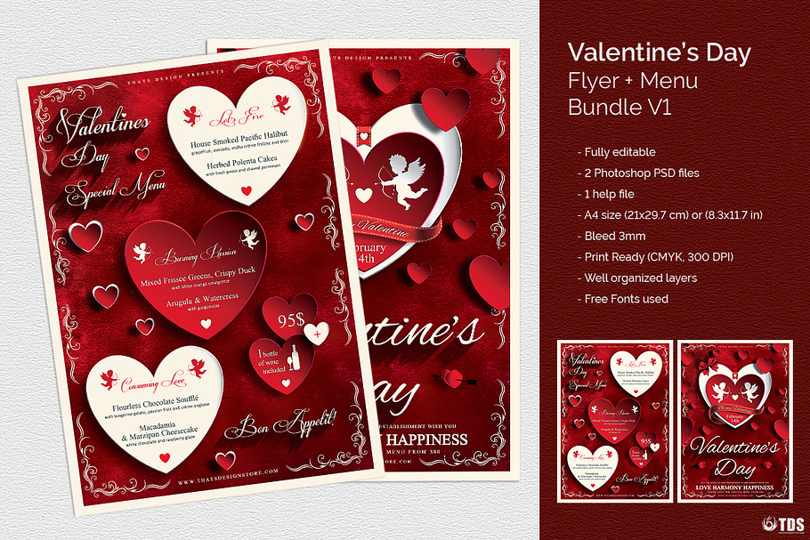 Valentines Day Flyer+Menu Bundle V1