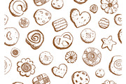 Hand drawn cookies pattern seamless