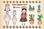 Watercolor Llama Clipart