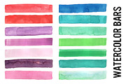 Watercolor Bars, Lines, Borders