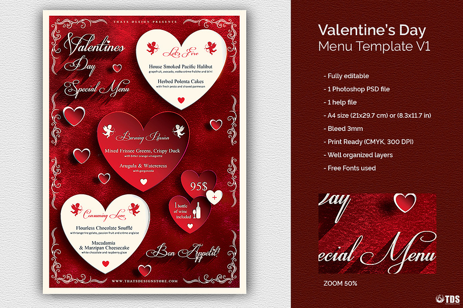Valentines Day Menu Template V1 in Flyer Templates - product preview 8
