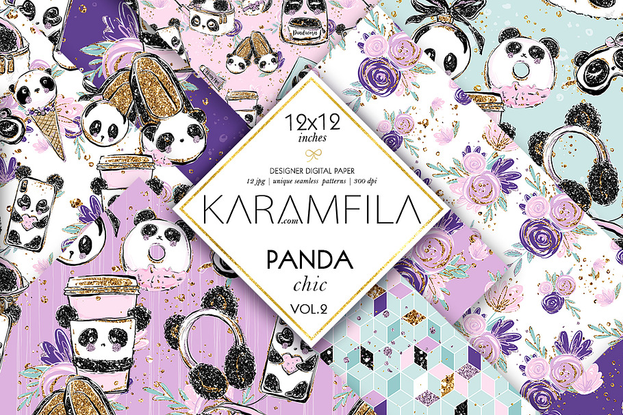 Panda Girl Fashion Digital Paper