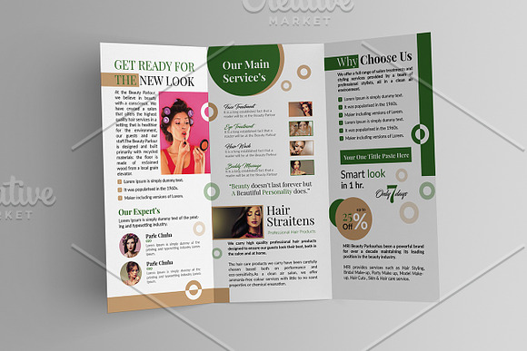 Beauty Parlour Trifold in Brochure Templates - product preview 3