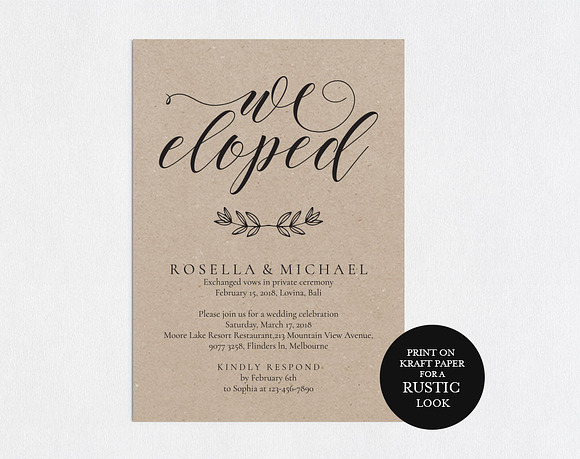 Elepoment Invitation template SHR392 in Wedding Templates - product preview 1
