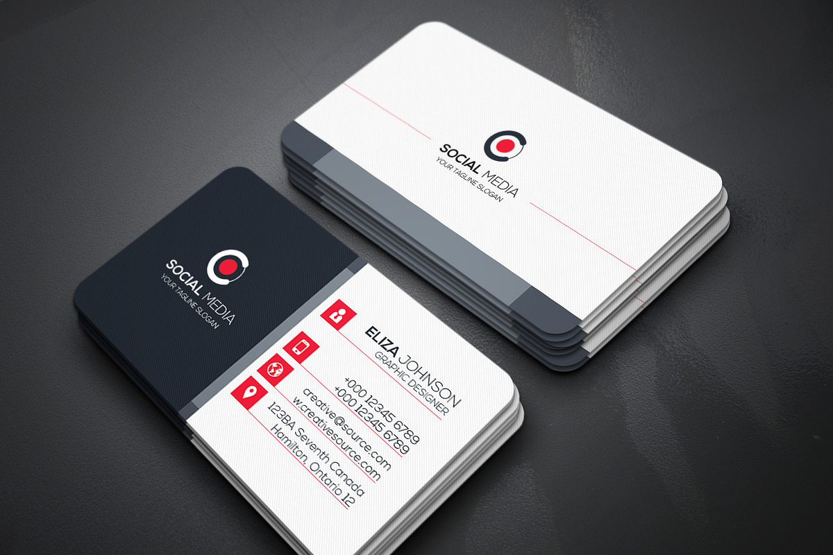Social Media Business Card in Business Card Templates - product preview 8