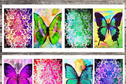 Watercolor butterflies & damask set