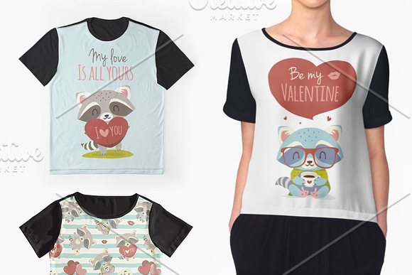 St. Valentine's Day Raccoon Set in Illustrations - product preview 5