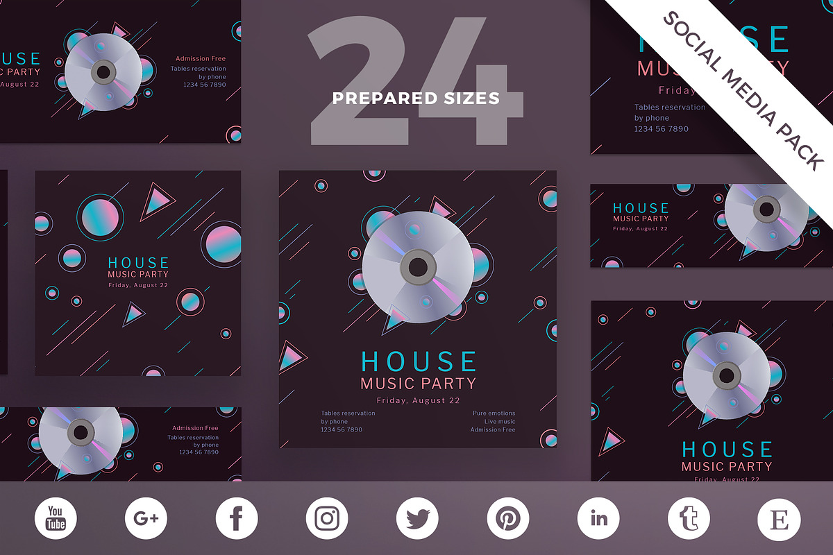 Social Media Pack | Music Party in Social Media Templates - product preview 8
