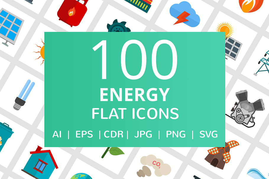 100 Energy Flat Icons
