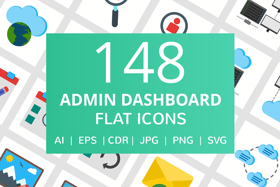148 Admin Dashboard Flat Icons