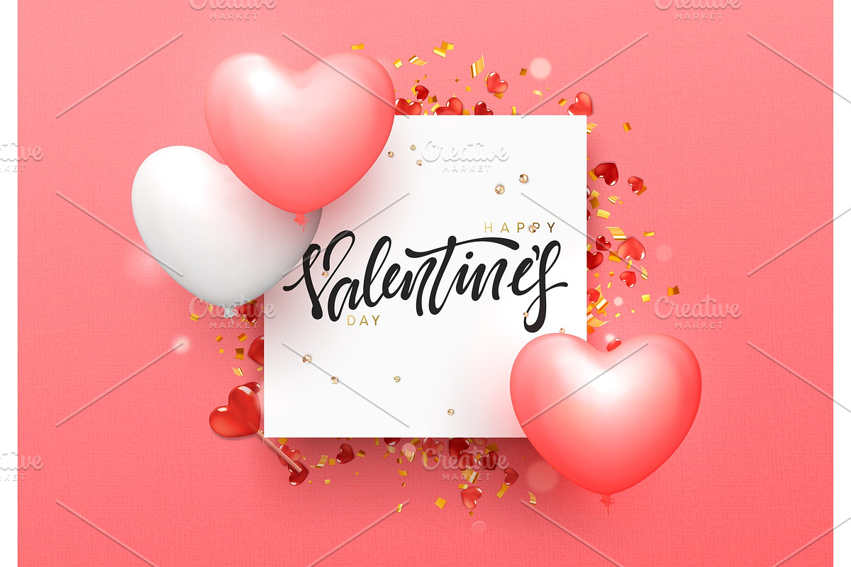 Valentines day background with balloons shape heart. in Illustrations - product preview 8
