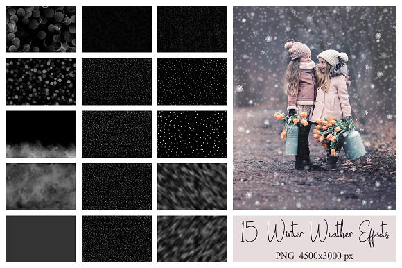 40 Dreamy Snowflakes PNG Overlays in Textures - product preview 15