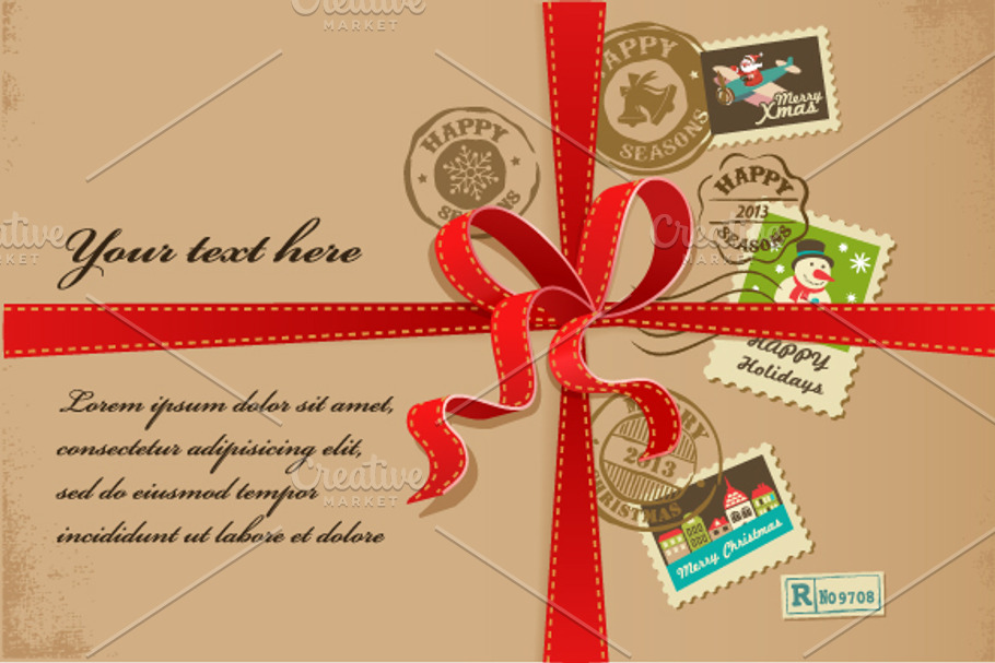 Xmas greeting cards with stamps